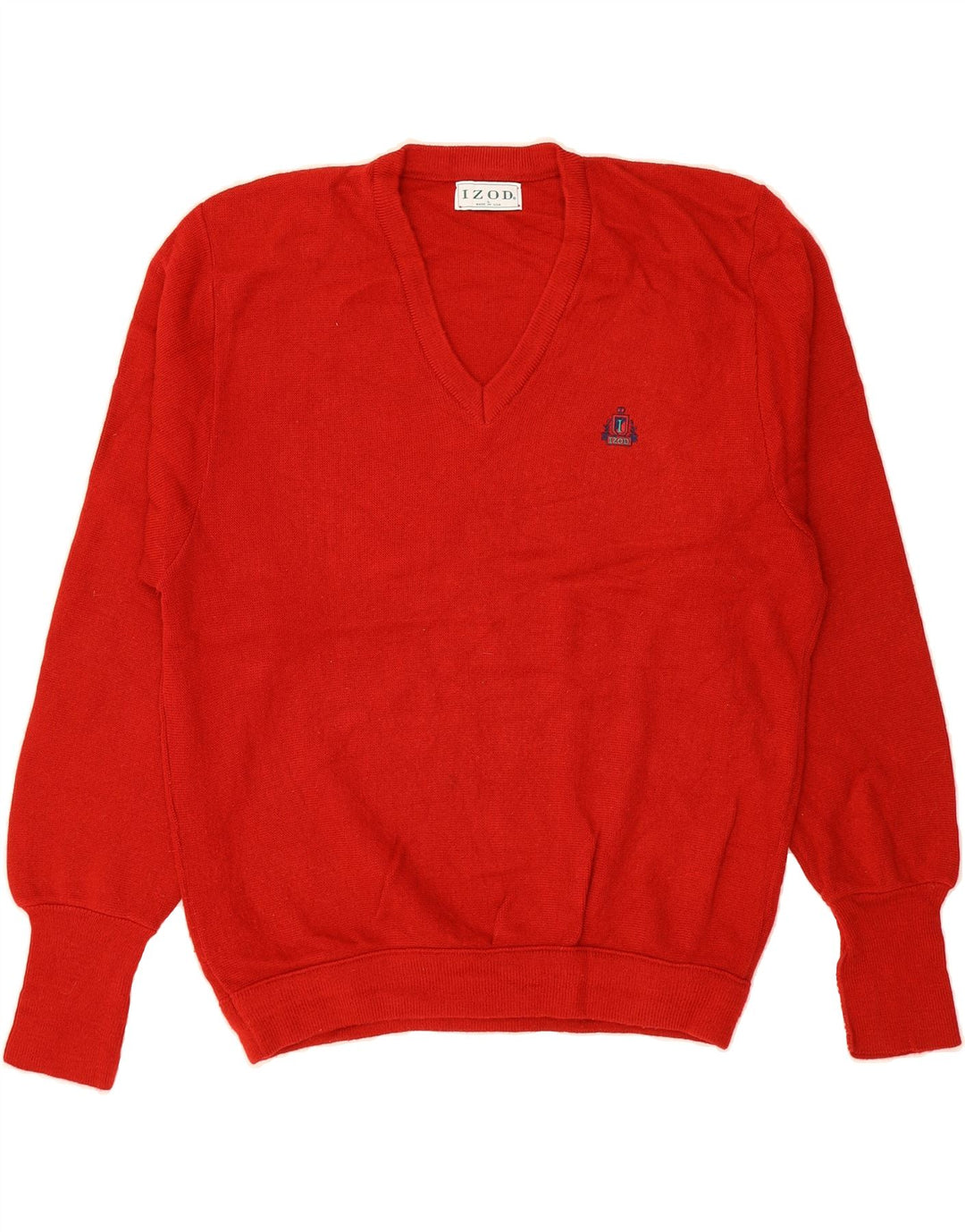 IZOD Mens V-Neck Jumper Sweater Large Red Acrylic Vintage Izod and Second-Hand Izod from Messina Hembry 