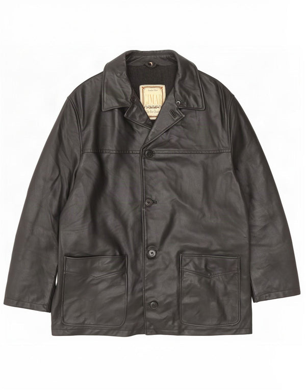 Vintage herre læderjakke IT 52 XL Sort