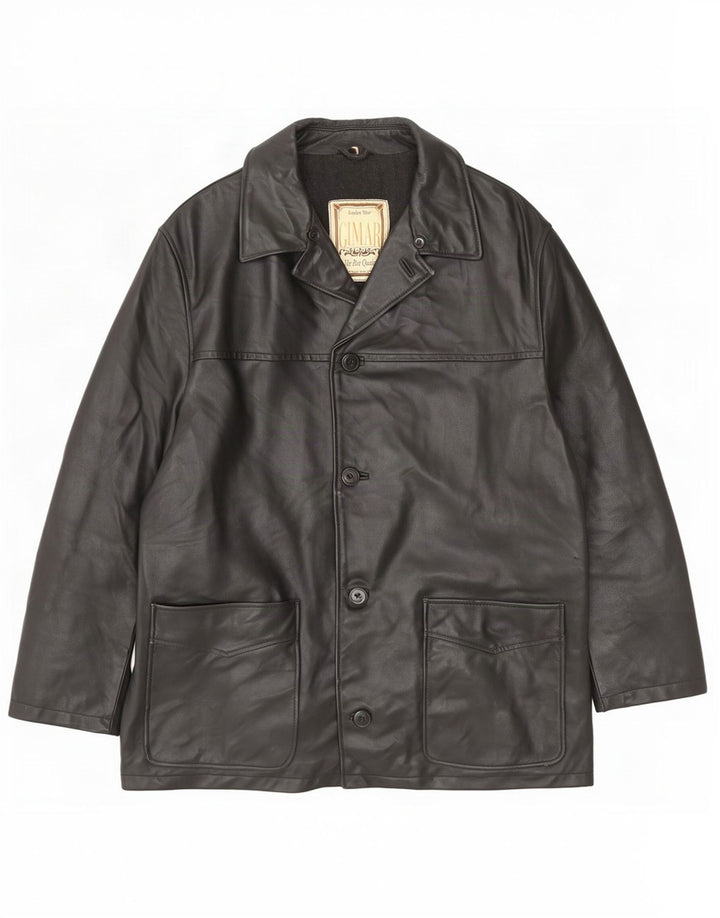Vintage herre læderjakke IT 52 XL Sort