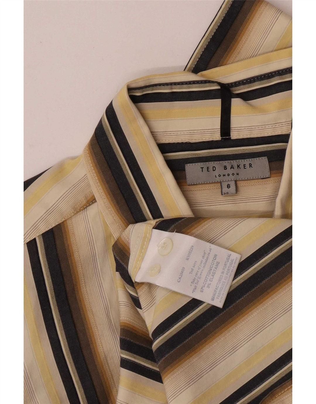 Ted Baker Herreskjorte str. 6 2XL Beige Stribet Bomuld