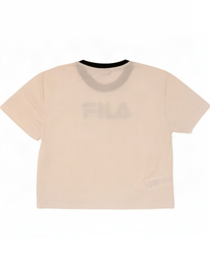 Fila Dame Grafisk T-Shirt Top UK 16 Stor Hvid Polyester