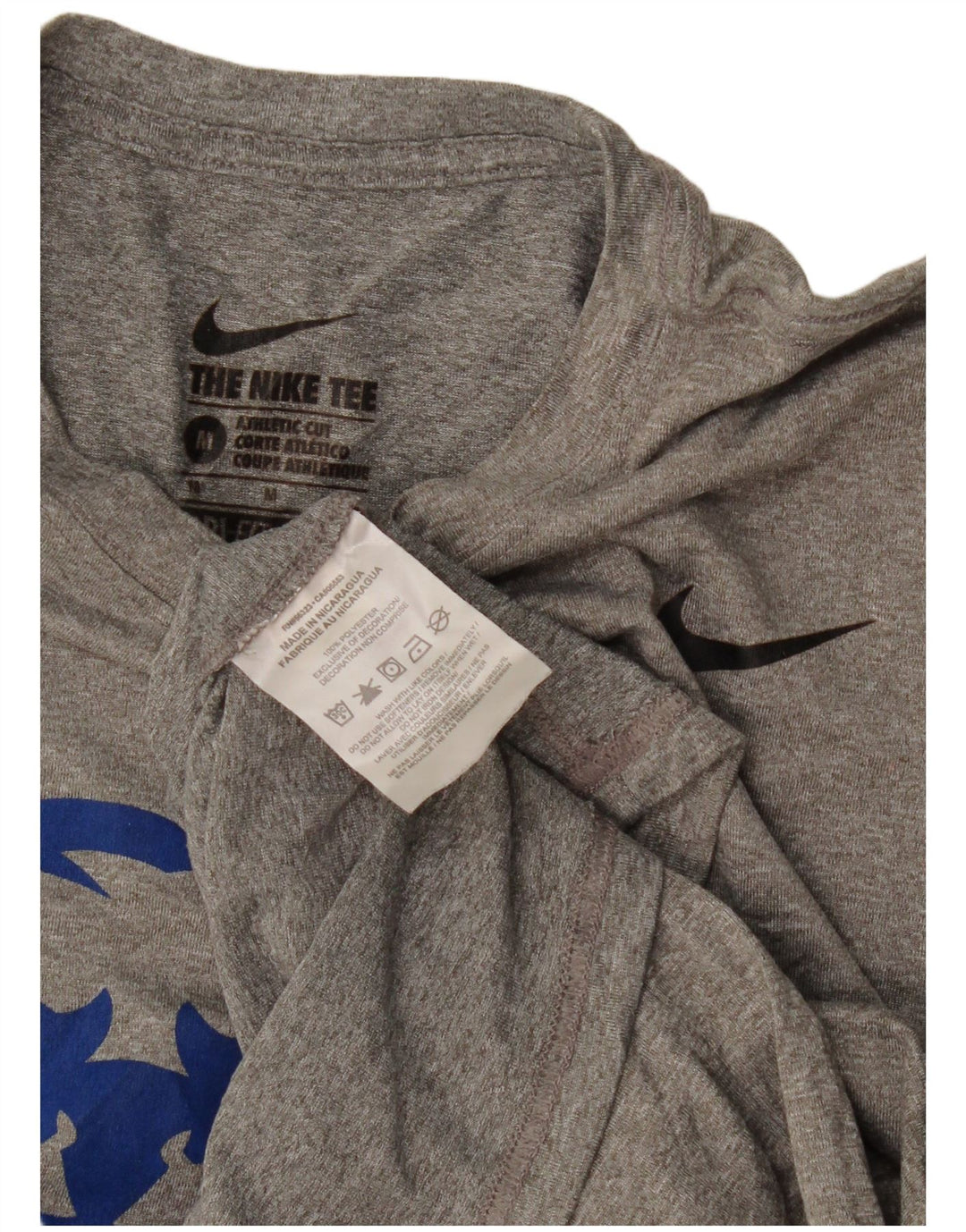 Nike Dame Dri Fit Grafisk T-Shirt Top UK 14 Medium Grey Polyester