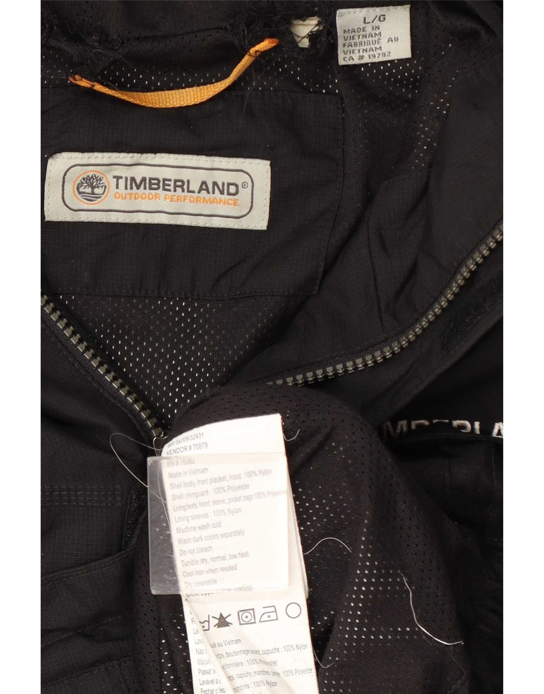 Timberland Regnjakke med hætte til mænd UK 40 Stor sort nylon