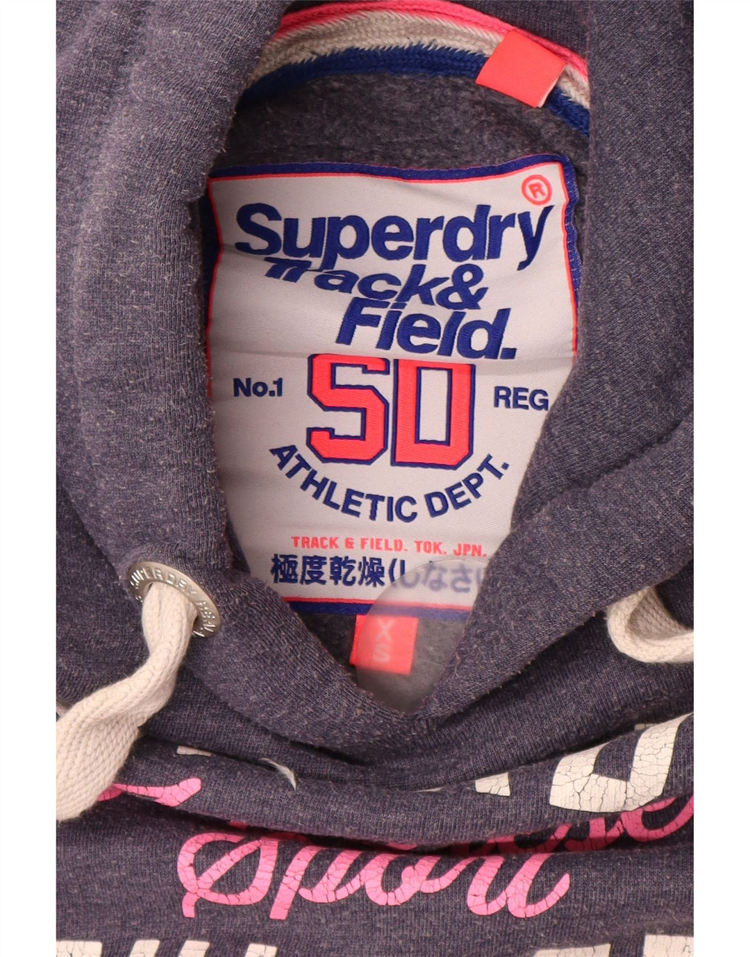 SUPERDRY Grafisk hættetrøje til kvinder UK 6 XS marineblå bomuld