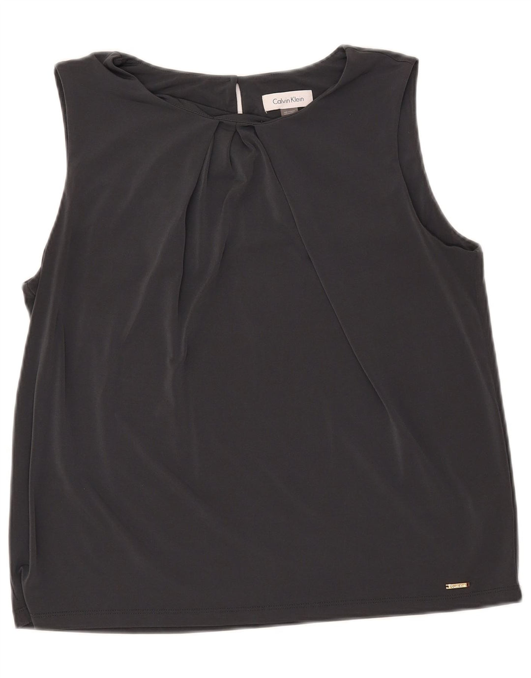 Calvin Klein Dame Ærmeløs Crop Bluse Top UK 18 XL Grå Polyester