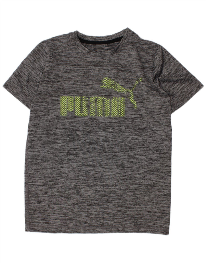 Puma drenge grafisk t-shirt top 7-8 år lille grå flækket polyester