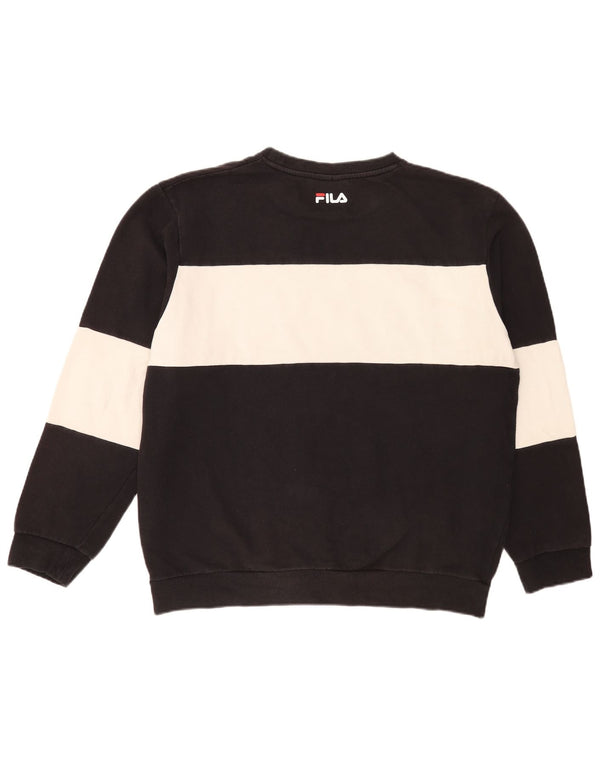 Fila Herre Grafisk Sweatshirt Jumper 2XL Sort Colourblock Bomuld