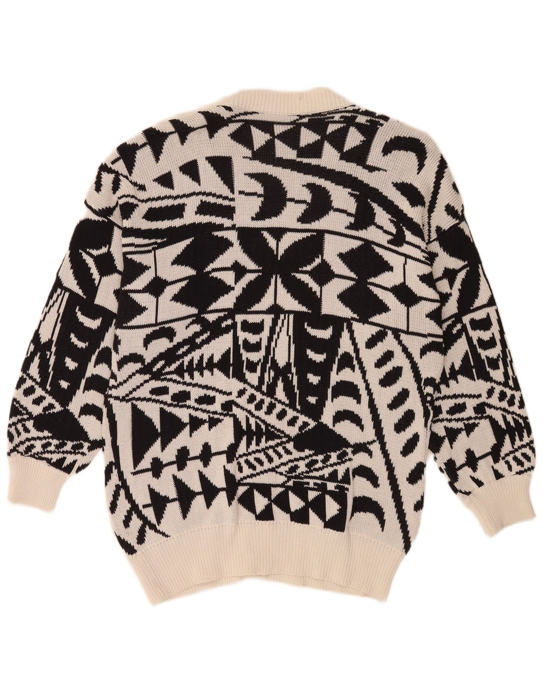 Laurel Dame Longline Cardigan Sweater IT 42 Medium Sort Geometrisk Retro