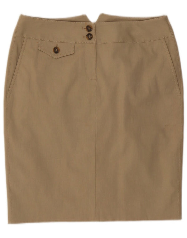 Karen Millen Dame lige nederdel UK 12 Medium W30 Beige Bomuld