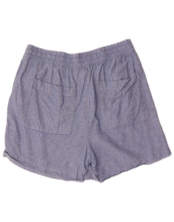 Marks & Spencer Casual Shorts til kvinder UK 12 Medium W30 Blue Linen