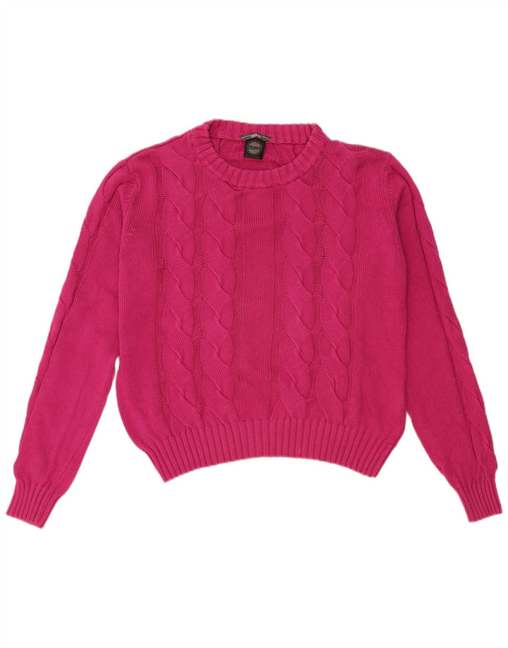 COLMAR Womens Crop Oversized Crew Neck sweater UK 10 Small Pink