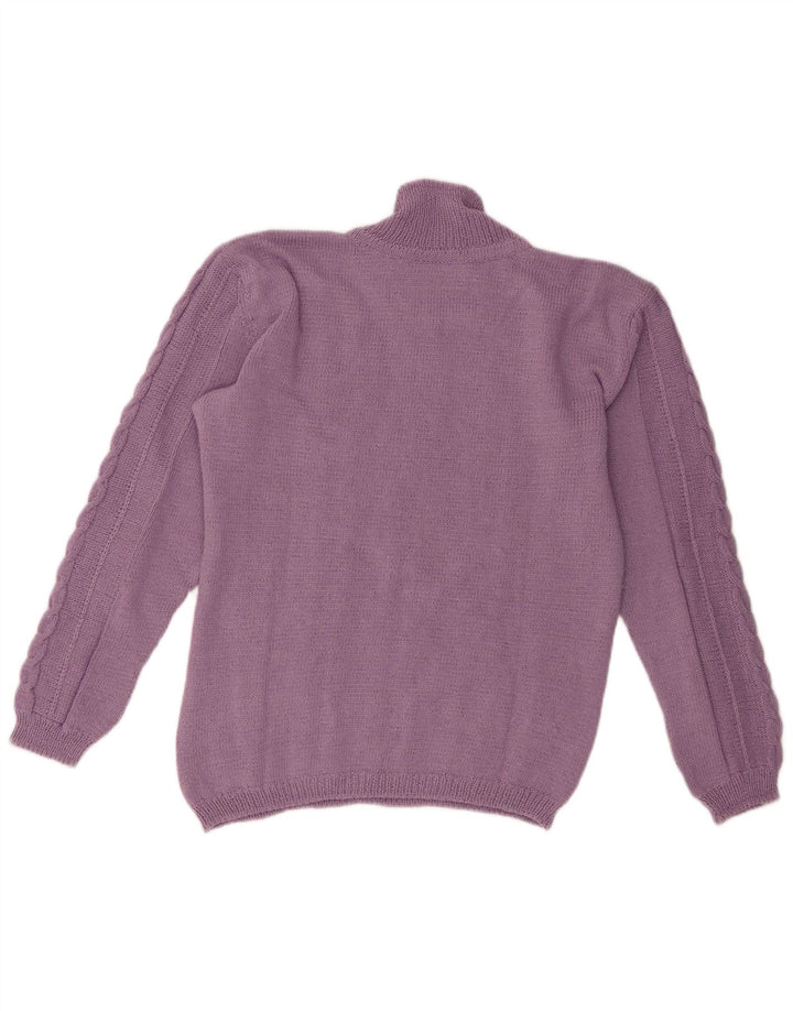 Vintage Dame Turtle Neck Jumper Sweater UK 14 Medium Purple