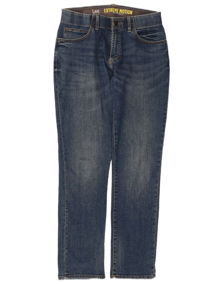 LEE Dame Extreme Motion Straight Tapered Jeans W32 L32 Blå Bomuld
