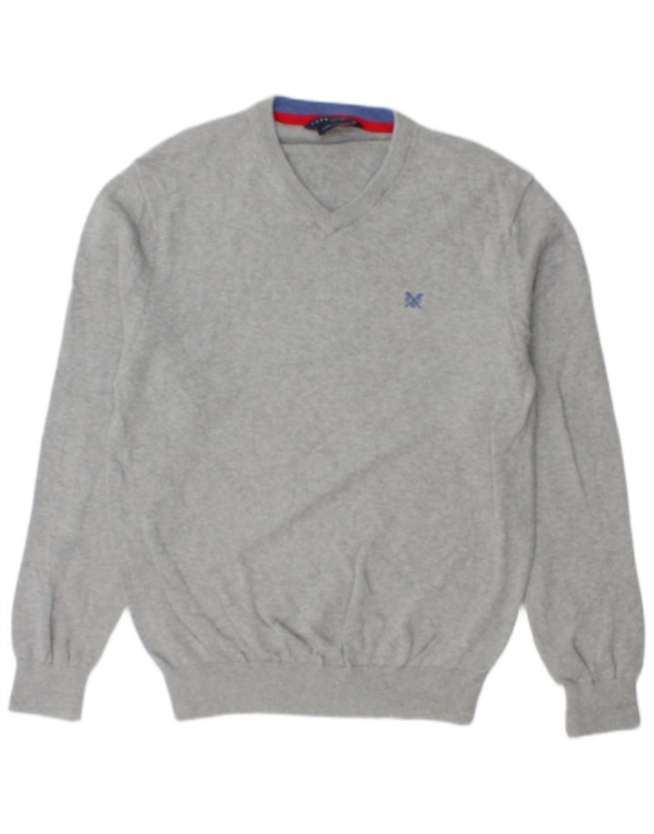 CREW TØJ Herre V-hals sweater Medium Grey Flecked Bomuld