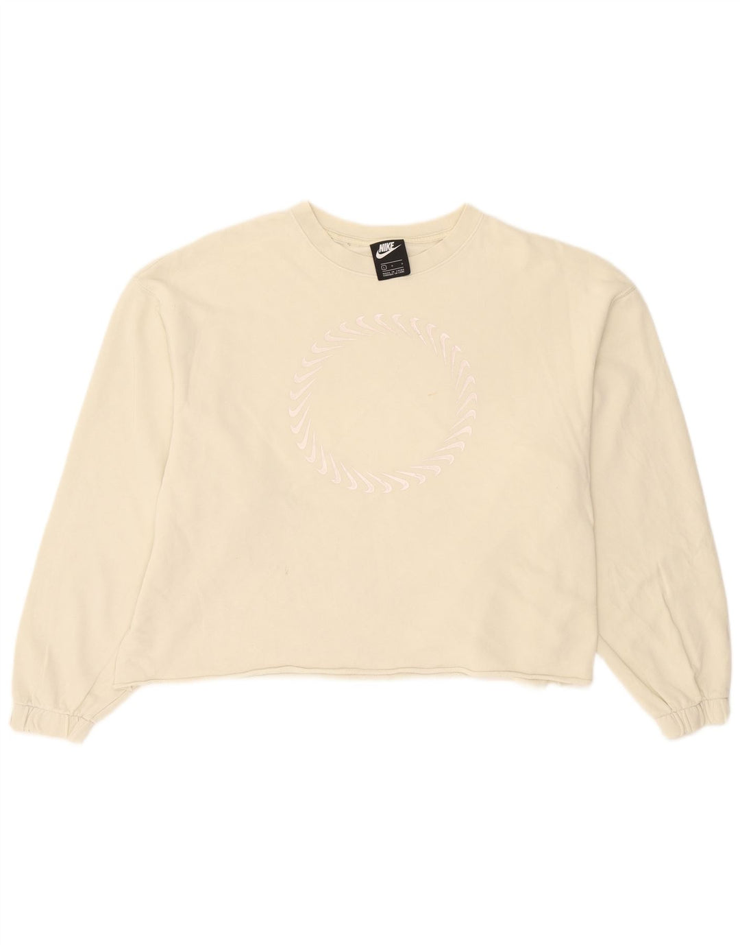 Nike Dame Grafisk Oversized Sweatshirt Jumper UK 16 Stor Beige Bomuld