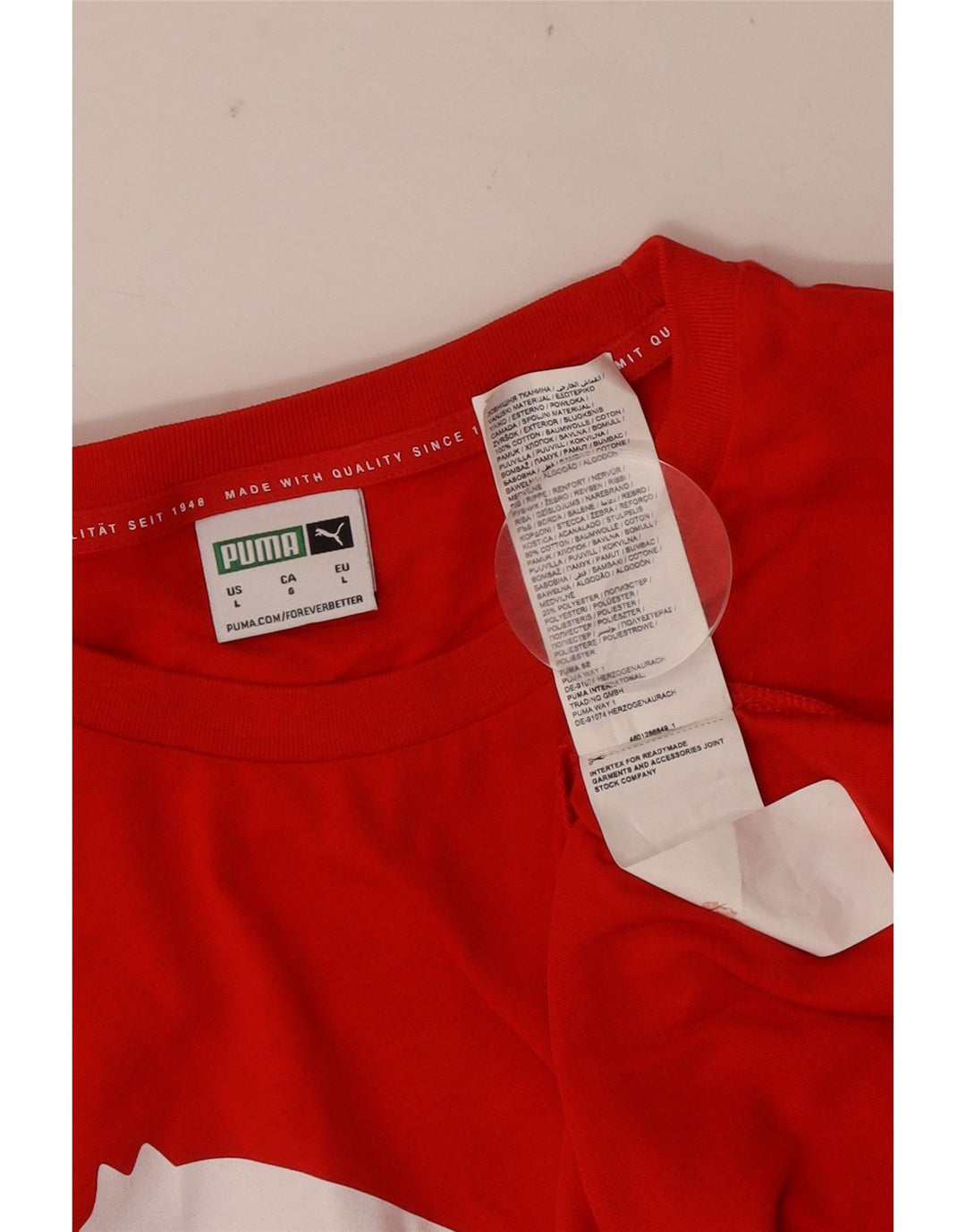 Puma Herre Grafisk T-Shirt Top Stor Rød Bomuld