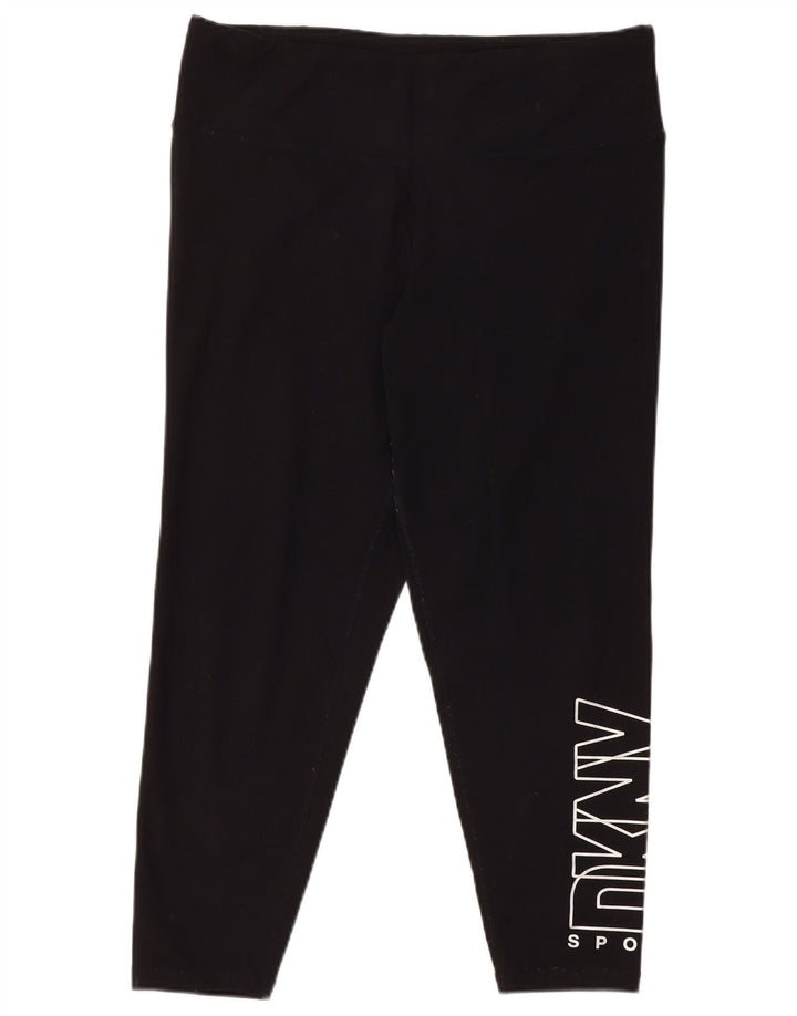 DKNY Kvinders Grafiske Capri Leggings UK 18 XL Sort Polyester