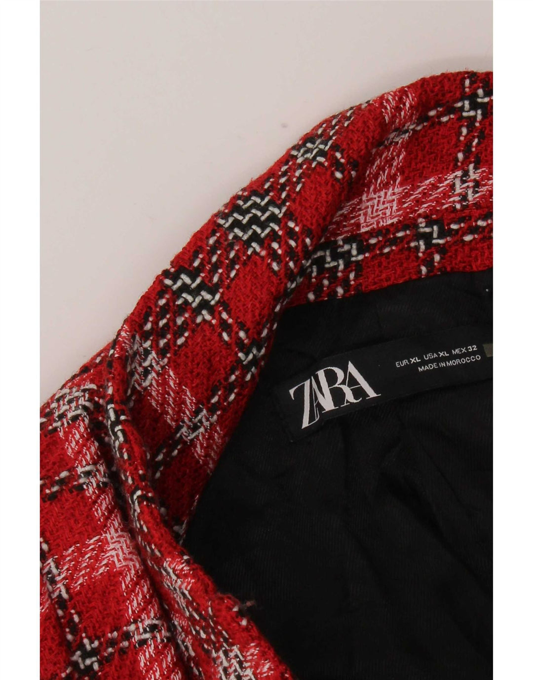 Zara Dame Dobbeltradet Blazer Jacket UK 18 XL Rød Ternet