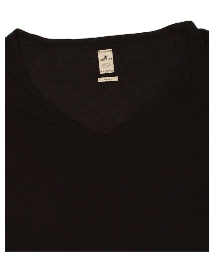 REPLAY Womens Oversized T-Shirt Top UK 10 Small Black Modal Vintage Replay and Second-Hand Replay from Messina Hembry 