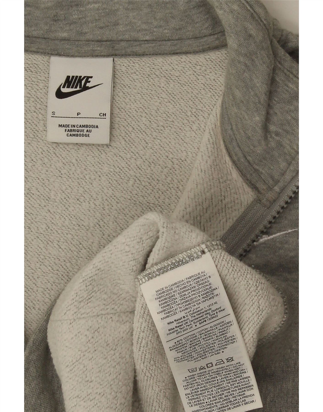 Nike Dame Oversized Zip Neck Sweatshirt Jumper UK 10 Small Grey Flecked