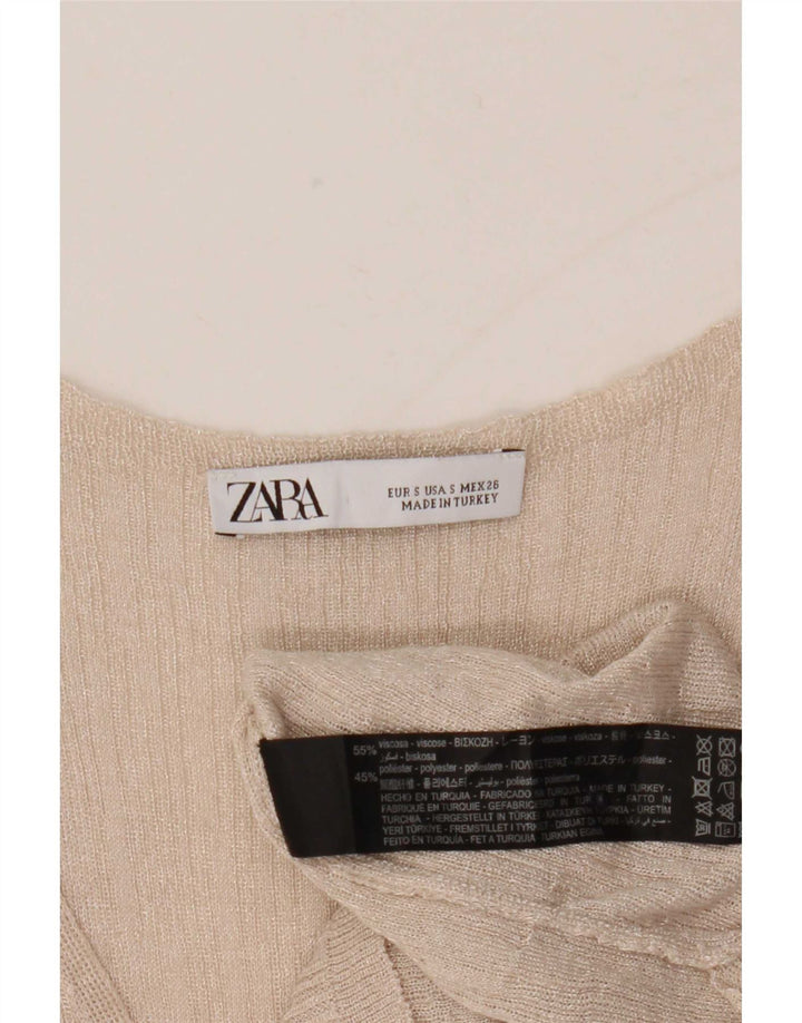 Zara Dame ærmeløs bluse Top UK 10 Small Grey Viscose