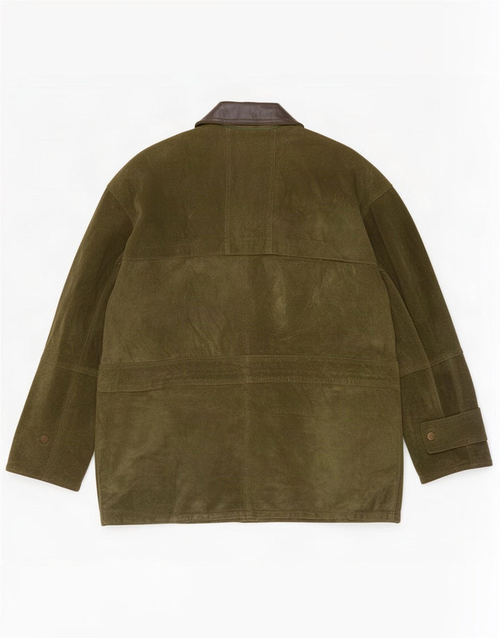 Vintage herre ruskindsjakke IT 54 2XL Khaki Læder