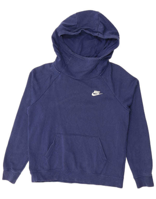 Nike Dame Oversized Hoodie Jumper UK 10 Small Navy Blue Bomuld