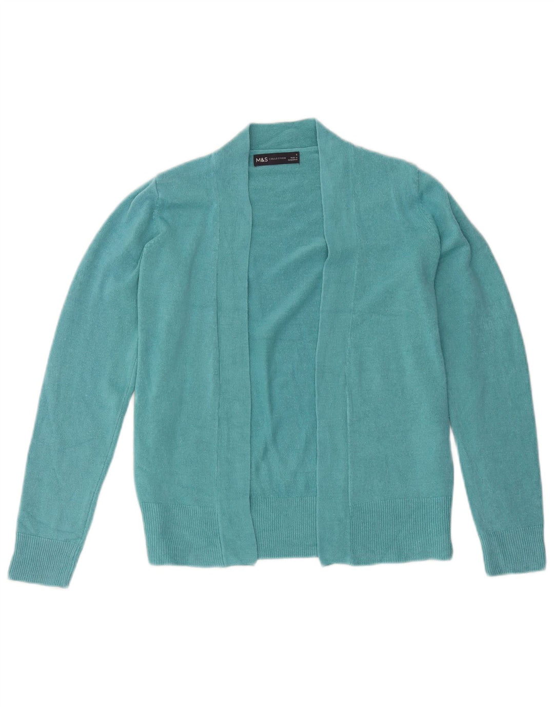 Marks & Spencer Womens Open Cardigan Sweater UK 10 Small Turkis Acryl