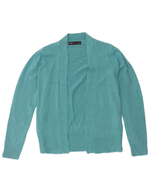 Marks & Spencer Womens Open Cardigan Sweater UK 10 Small Turkis Acryl