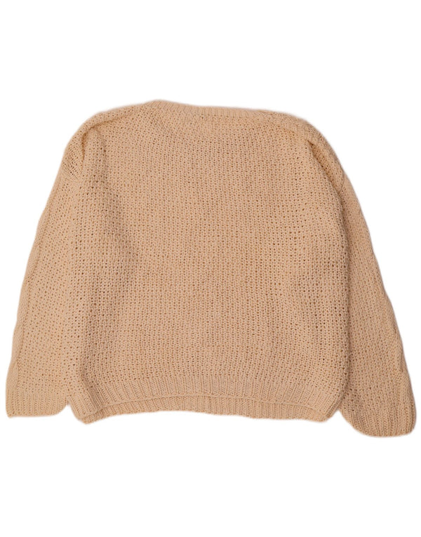 Vintage Dame Oversized Boat Neck Jumper Sweater EU 36/38 Small Off White