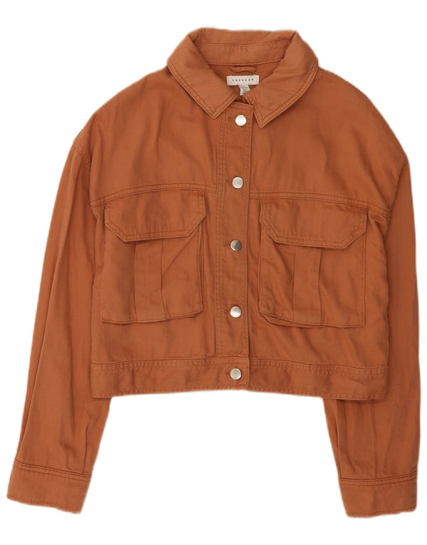 Topshop Womens Crop Oversized denimjakke UK 10 Small Orange Bomuld