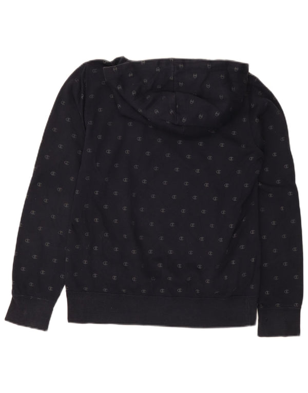 CHAMPION Grafisk hættetrøje til kvinder UK 12 Mellem marineblå bomuld