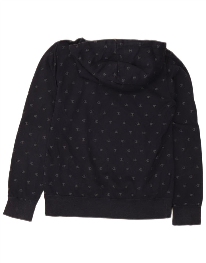 CHAMPION Grafisk hættetrøje til kvinder UK 12 Mellem marineblå bomuld