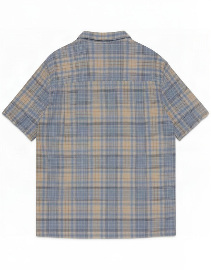 Chaps Kortærmet Herreskjorte Large Blue Check Linen