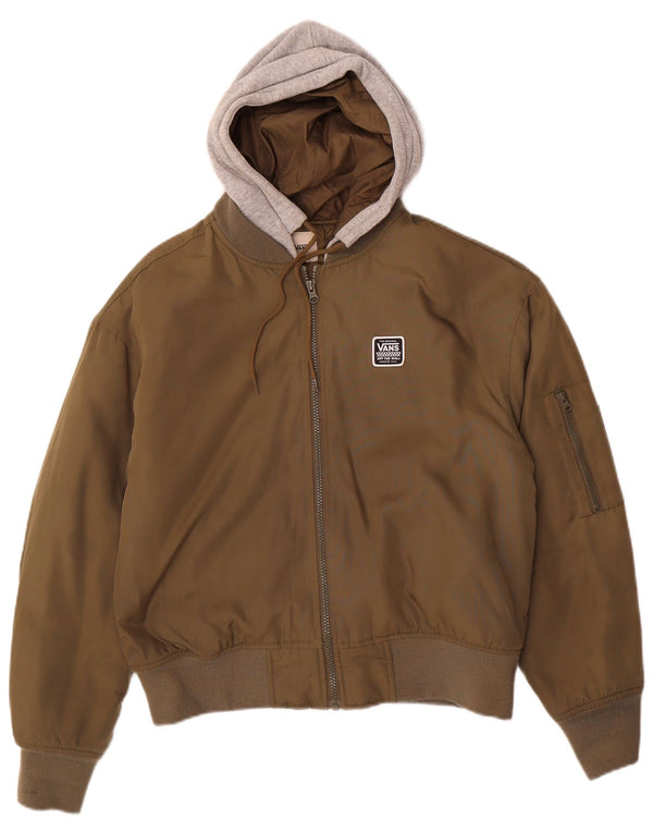 Vans Herre Hooded Bomber Jacket UK 36 Small Khaki Colourblock Polyester
