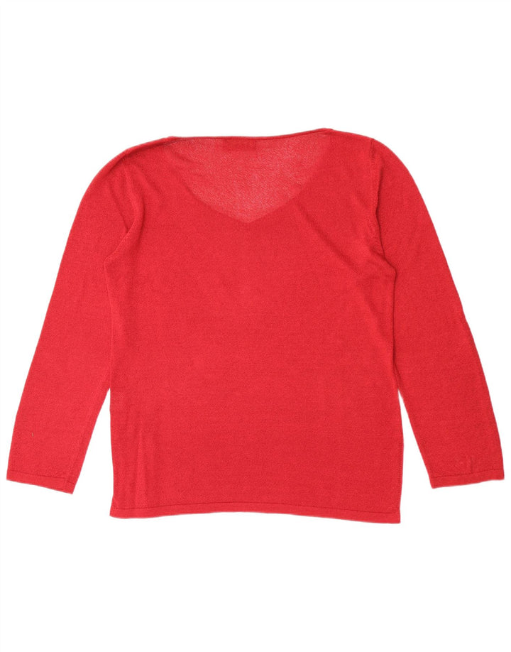 Luisa Spagnoli Dame Oversized V-hals sweater UK 10 Lille Rød