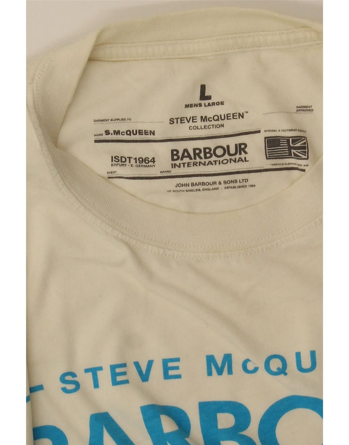 Barbour Herre Steve McQueen Grafisk T-Shirt Top Large Off White