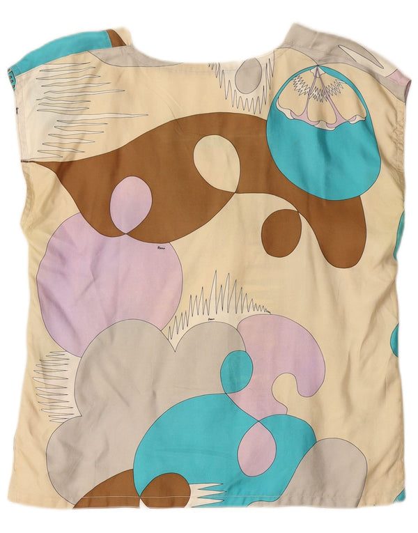 VINTAGE kvinders abstrakt mønster bluse Top UK 14 Medium Flerfarvet