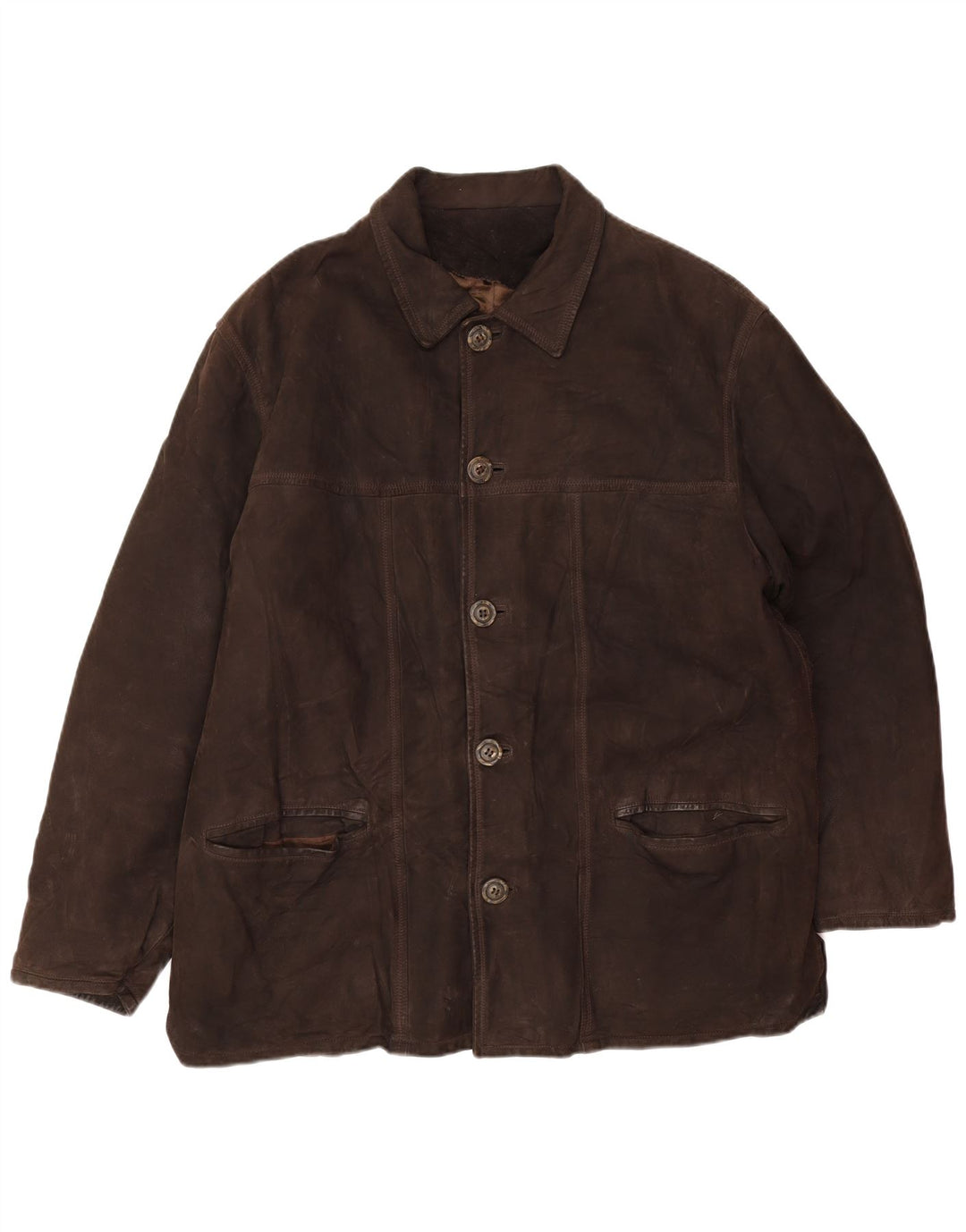 Vintage herre læderjakke IT 54 2XL brunt læder