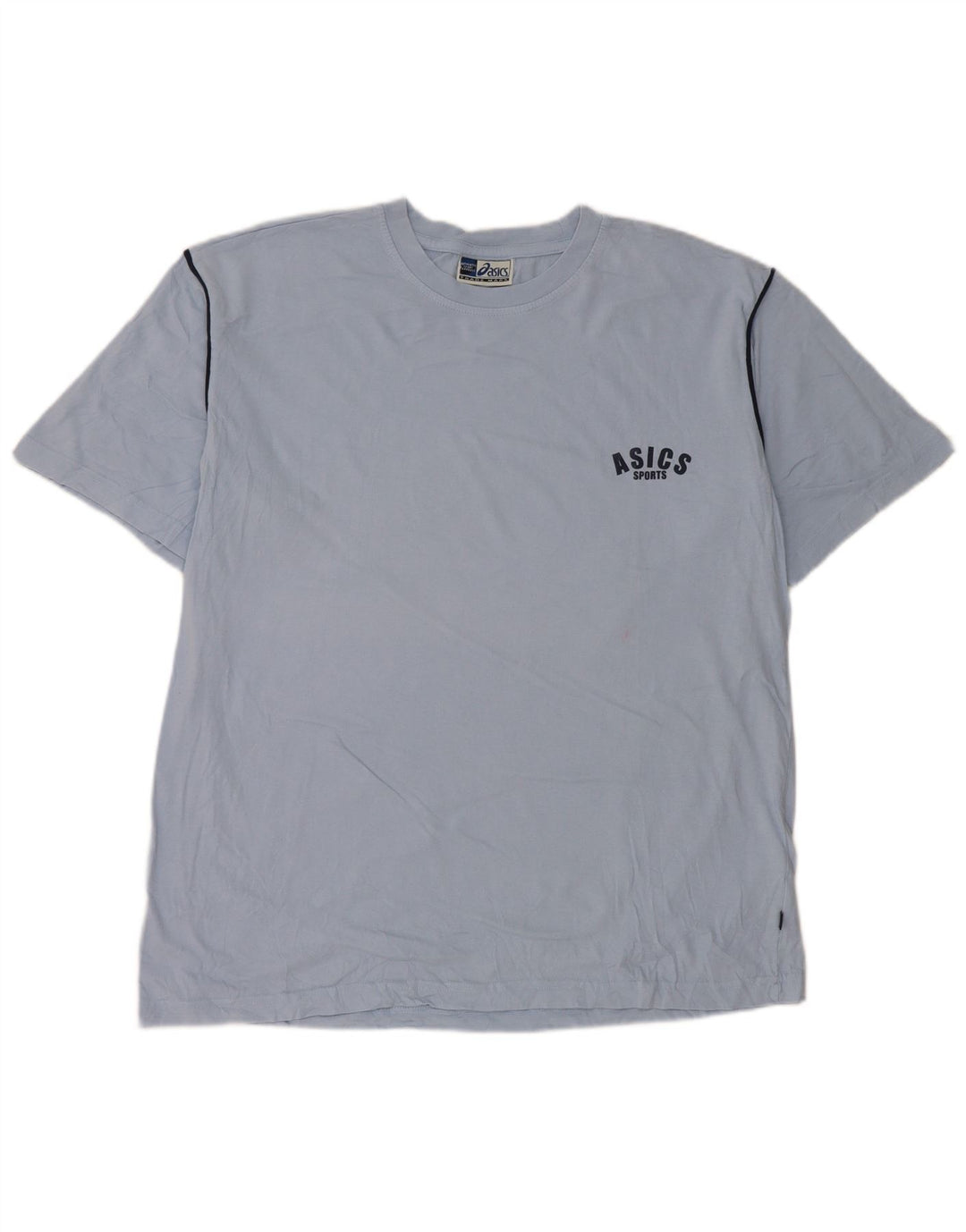 Asics Herre T-Shirt Top XL Blå Stribet Bomuld