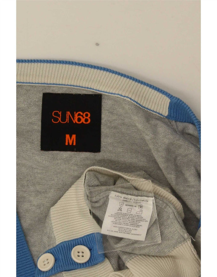 Sun68 Herre cardigan sweater Medium Grey Colourblock Bomuld