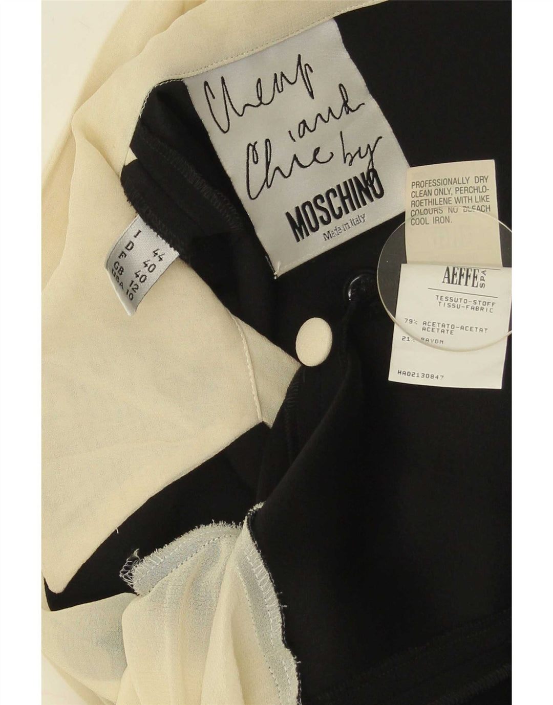 Moschino skjortebluse til kvinder UK 12 Medium Black Colourblock Acetate