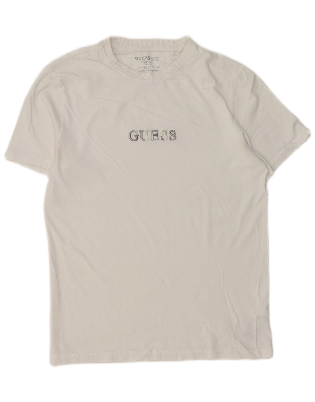 Guess Herre Slim Fit Grafisk T-Shirt Top Medium Hvid Bomuld