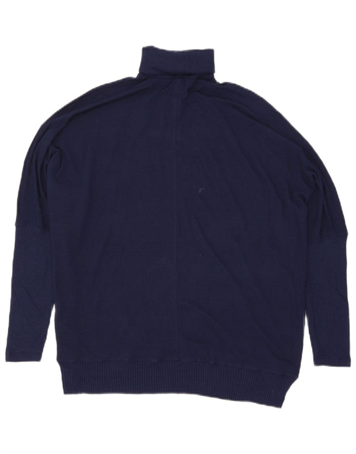 Zara Dame Oversized Roll Neck Jumper Sweater UK 10 Small Navy Blue