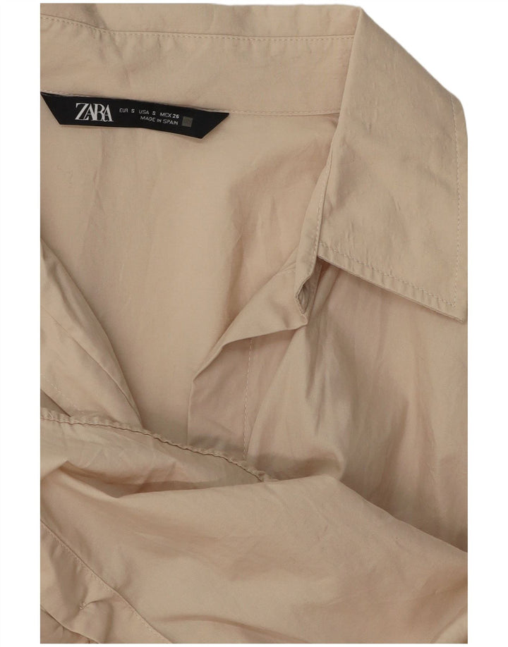 Zara Dame Oversized skjortebluse UK 10 Small Beige