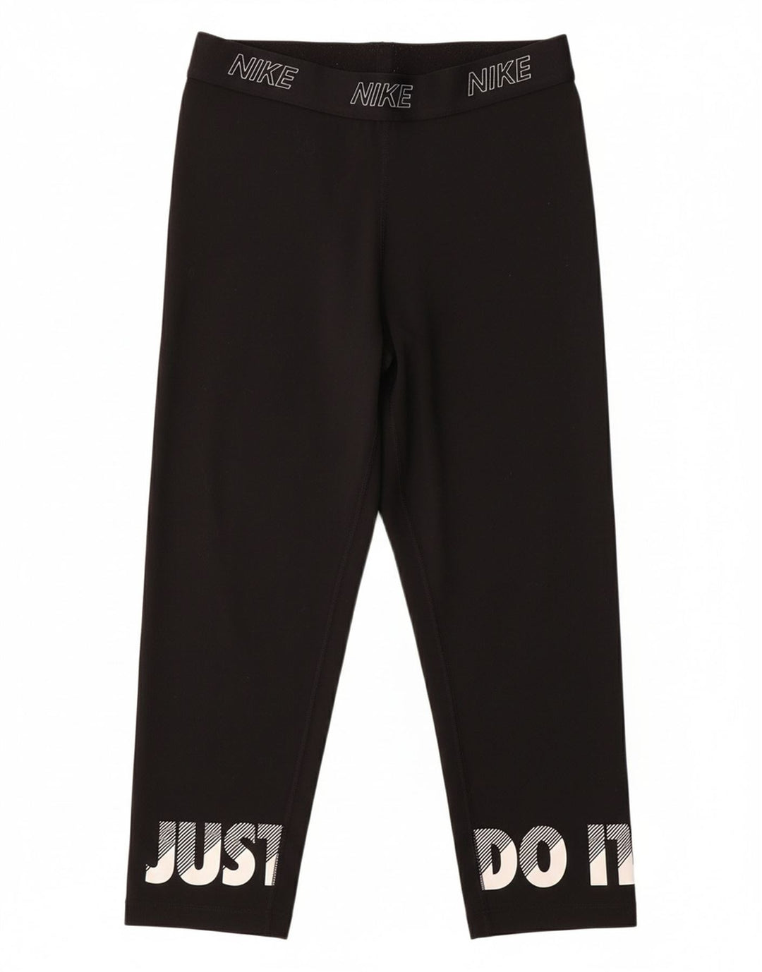 NIKE Womens Graphic Capri Tracksuit Trousers UK 8 Small  Black Polyester