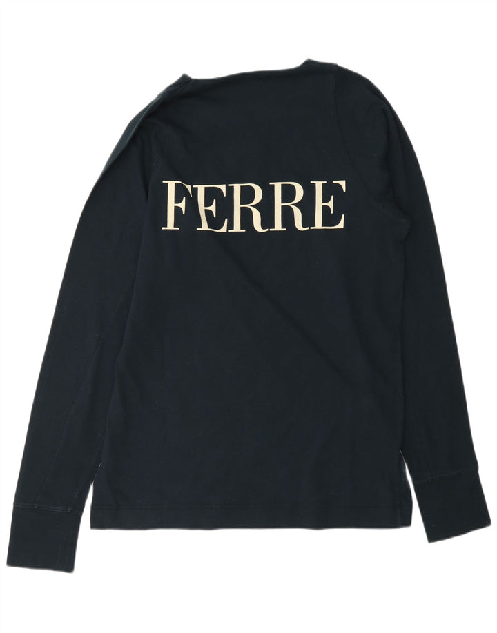 Gianfranco Ferre Herre Grafisk Top Langærmet IT 50 Medium Navy Blue