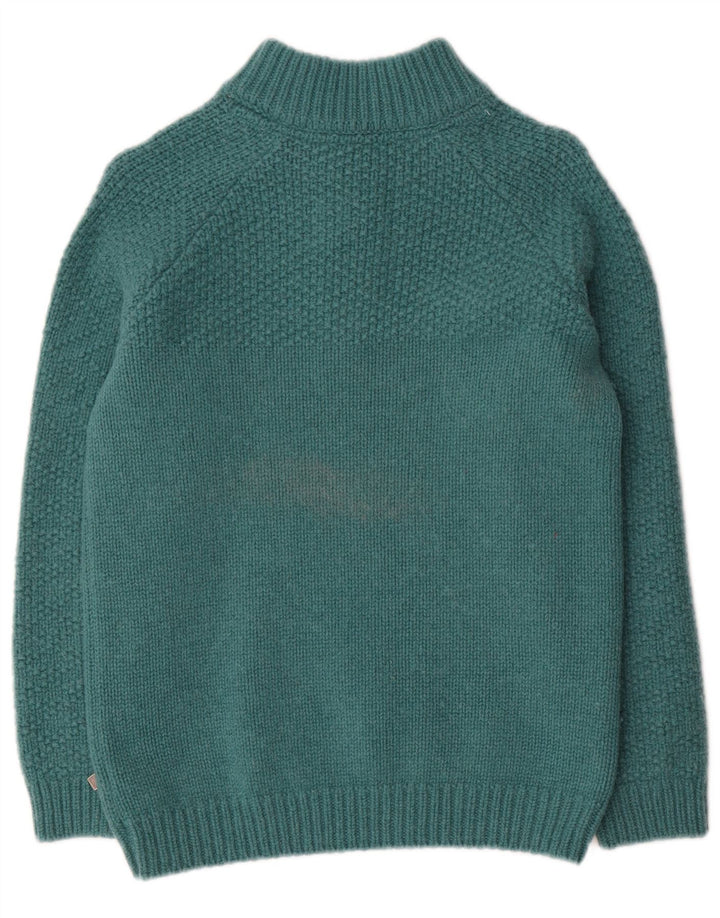 Weird Fish Dame Zip Neck Jumper Sweater UK 10 Small Green Wool