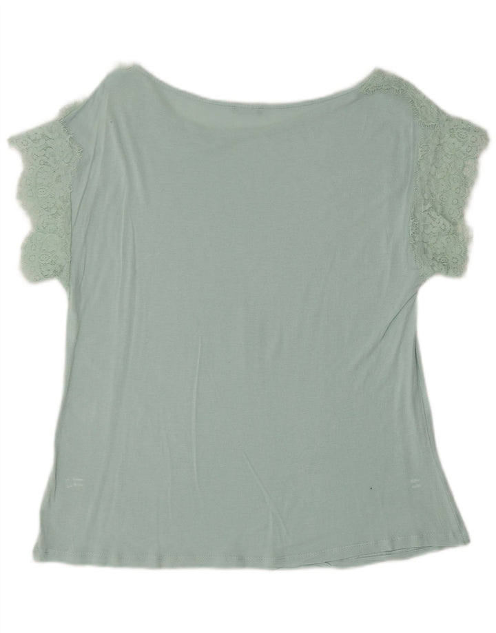 BENETTON Dame bluse Top UK 14 Medium Grøn