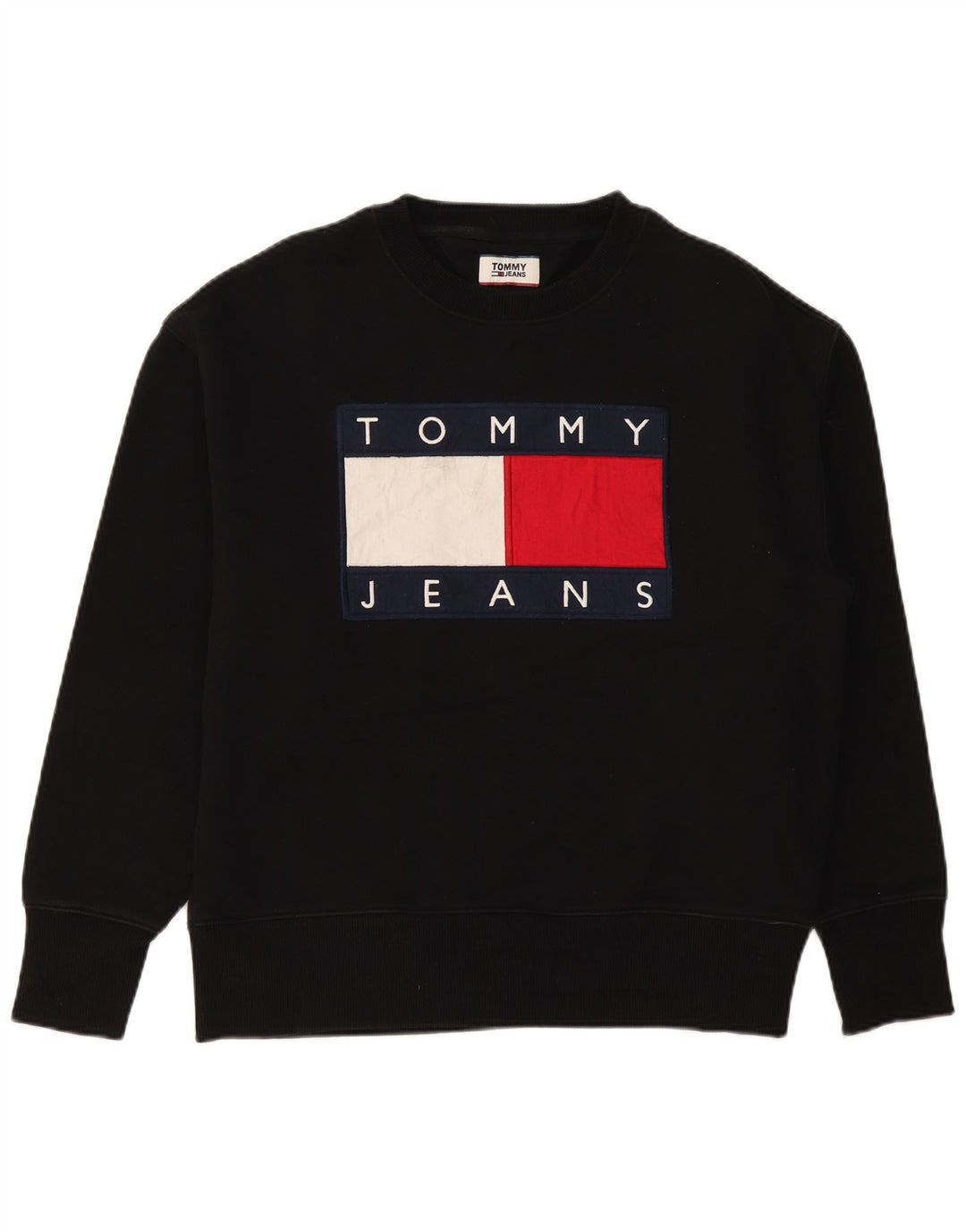 TOMMY HILFIGER Grafisk sweatshirt til mænd, stor sort bomuld